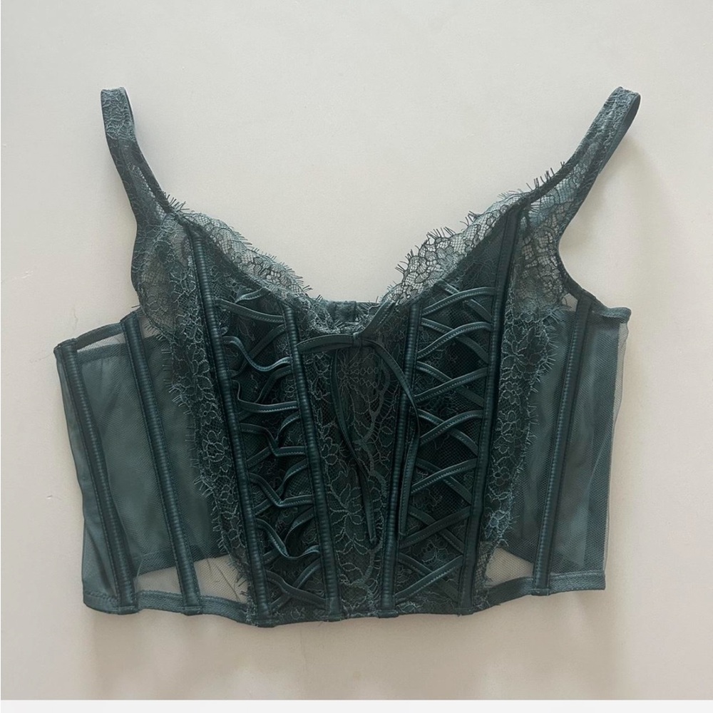 Victoria Secret Green Lace Corset Top